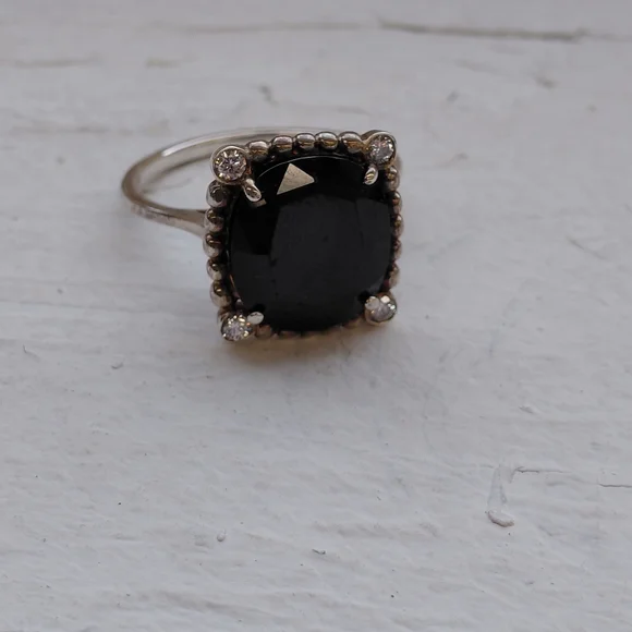 Tiffany Diamond Silver Spinel Black Onyx Ziegfeld Ring - Picture 7 of 10